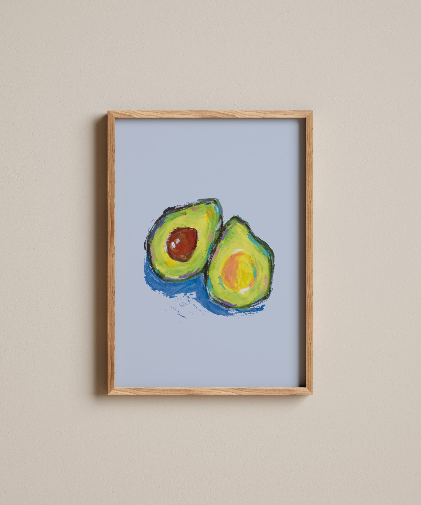Oil Pastel Avocado Still Life | Art Print