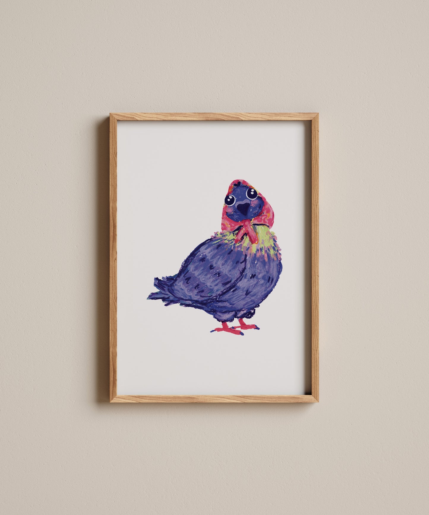Oil Pastel Sassy Pigeon | Art Print