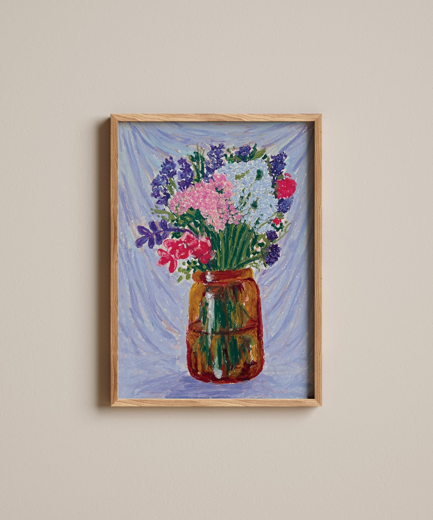 Oil Pastel Wildflower Vase | Art Print