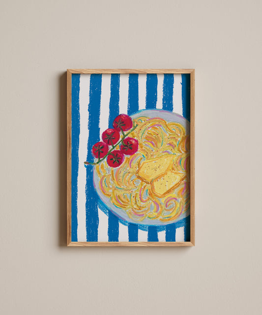 Oil Pastel Summer Pasta | Art Print