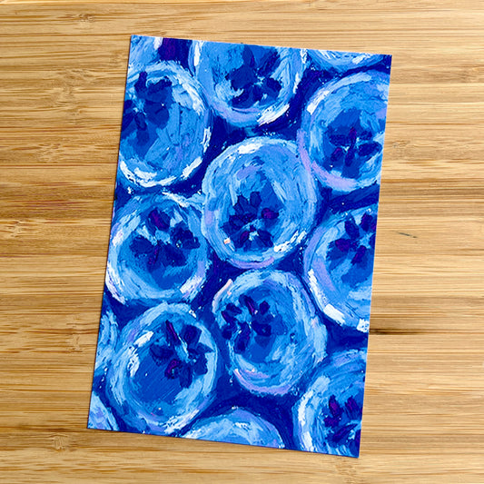 illustrated blueberries on a wooden surface