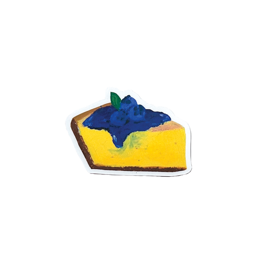Blueberry pie slice on a white background