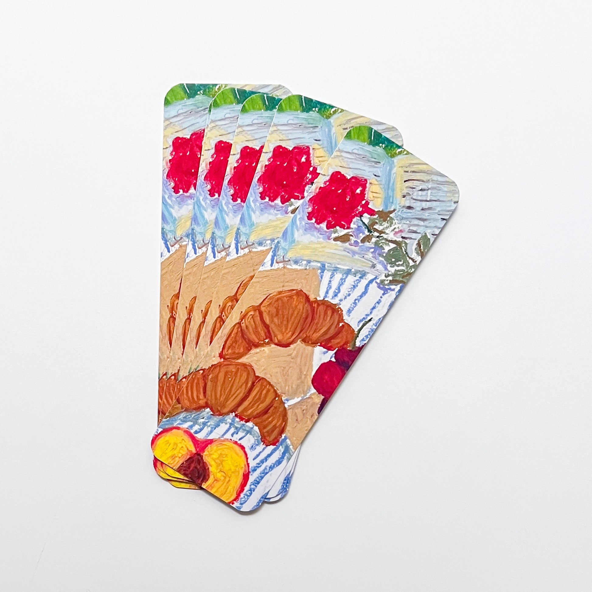 Colorful bookmarks of picnic design on a white background