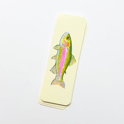 Bookmark with a fish illustration on a light yellow background