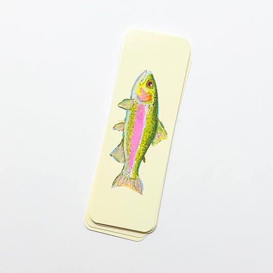 Bookmark with a fish illustration on a light yellow background
