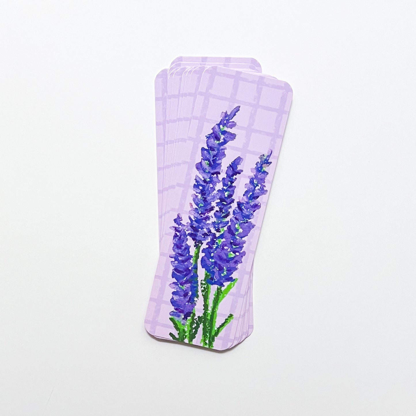 Light purple bookmark with lavender design on a white background