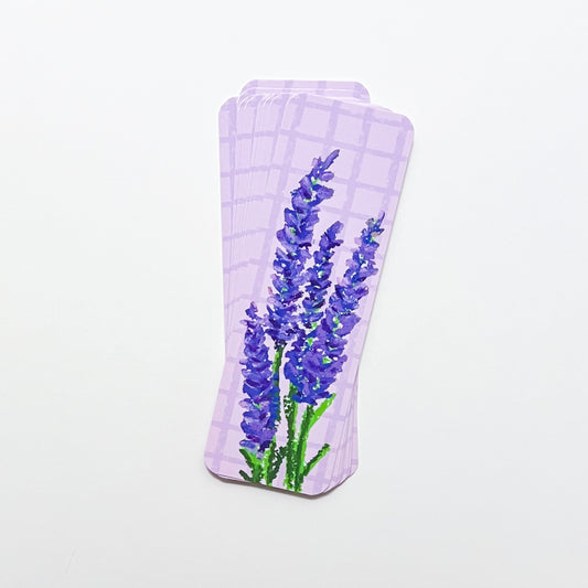Light purple bookmark with lavender design on a white background