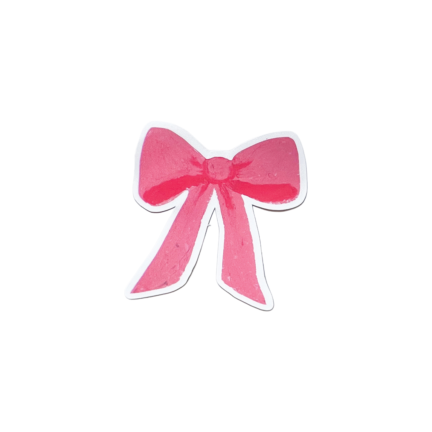 Pink bow-shaped sticker on a white background