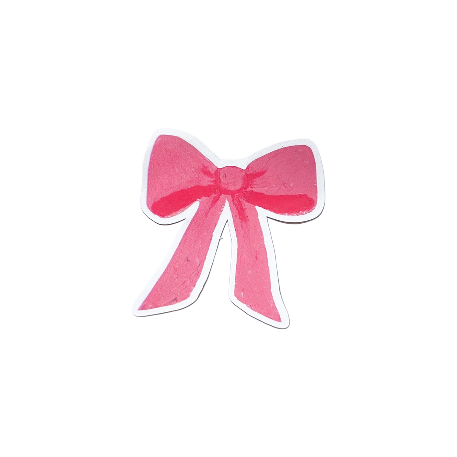 Pink bow-shaped sticker on a white background