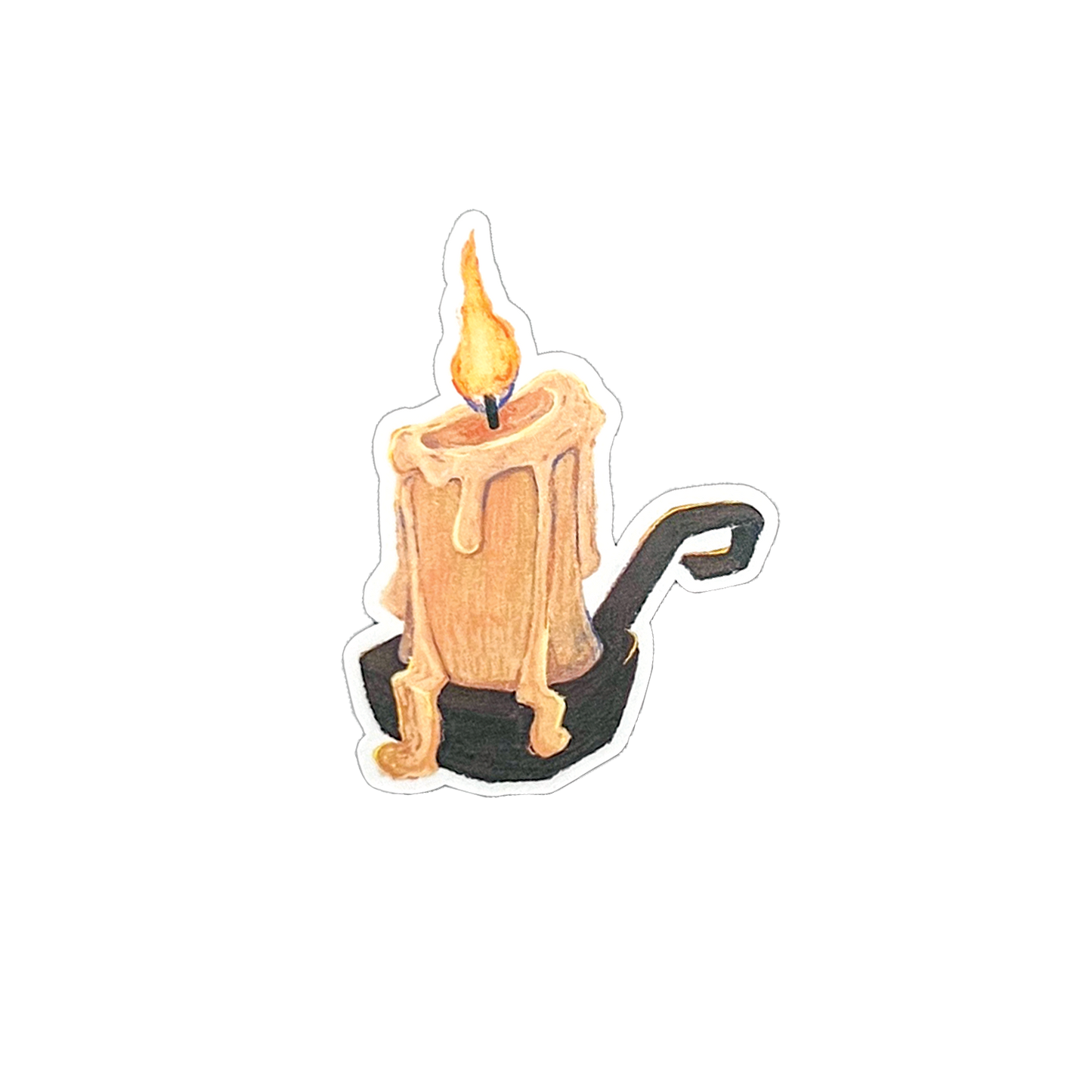 Candle with dripping wax on a white background