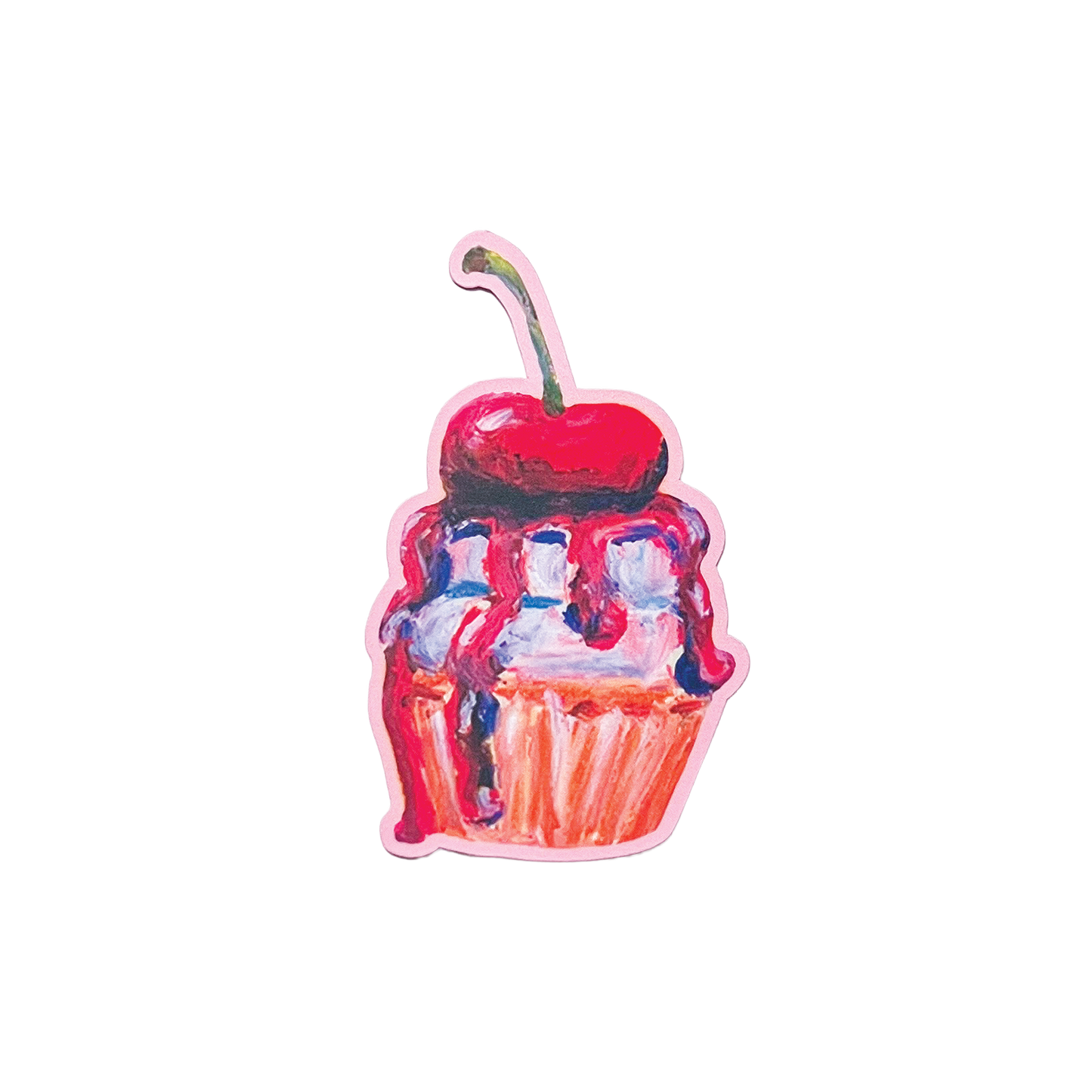 Illustration of a cupcake with cherry on top on a white background