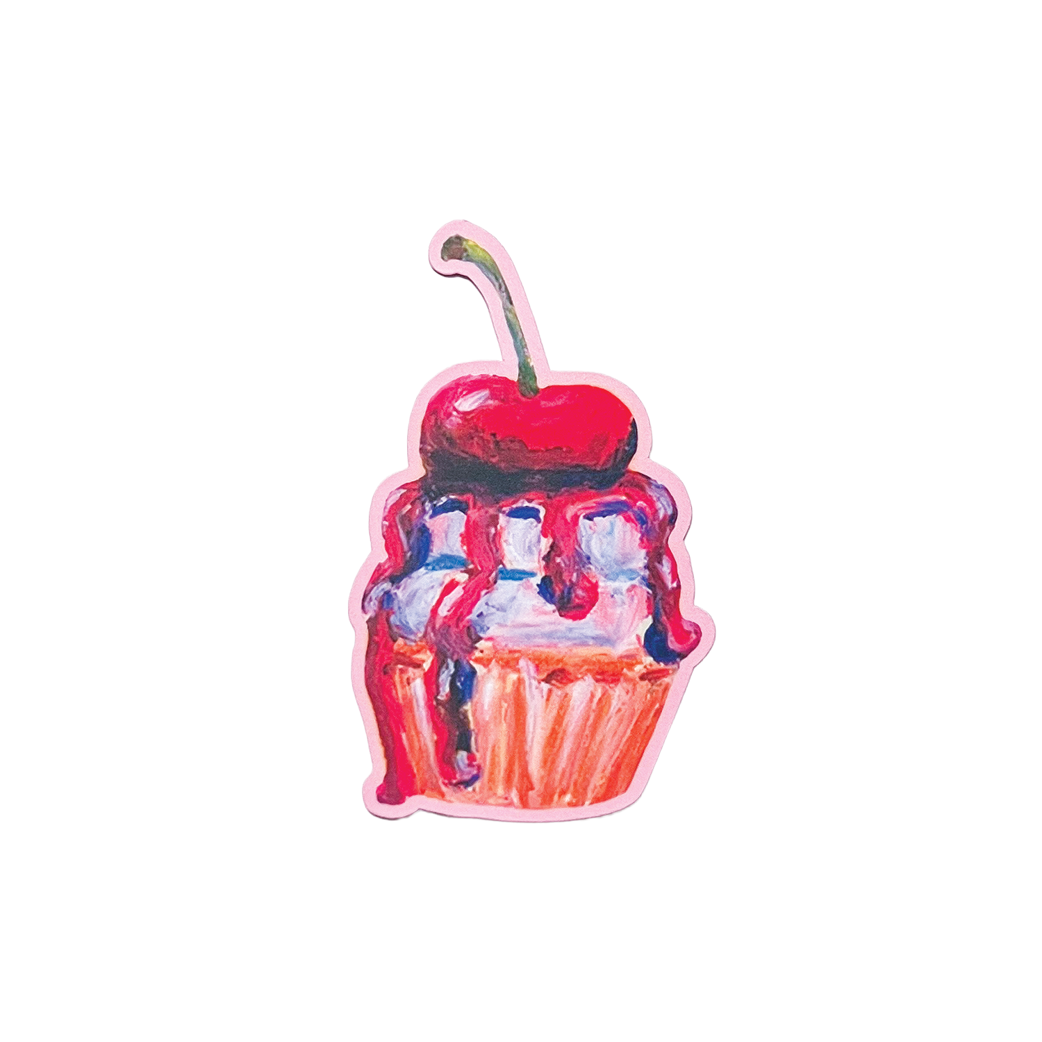 Illustration of a cupcake with cherry on top on a white background