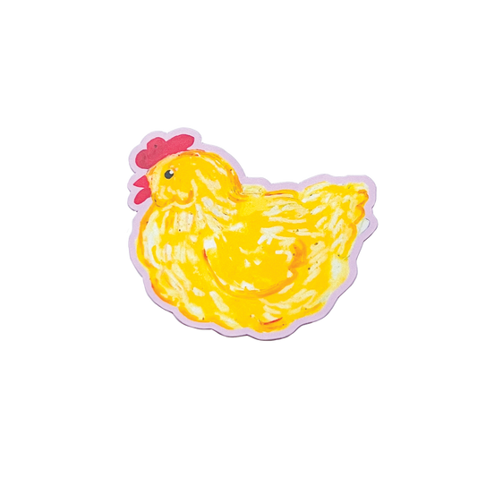 Yellow chicken illustration on a white background