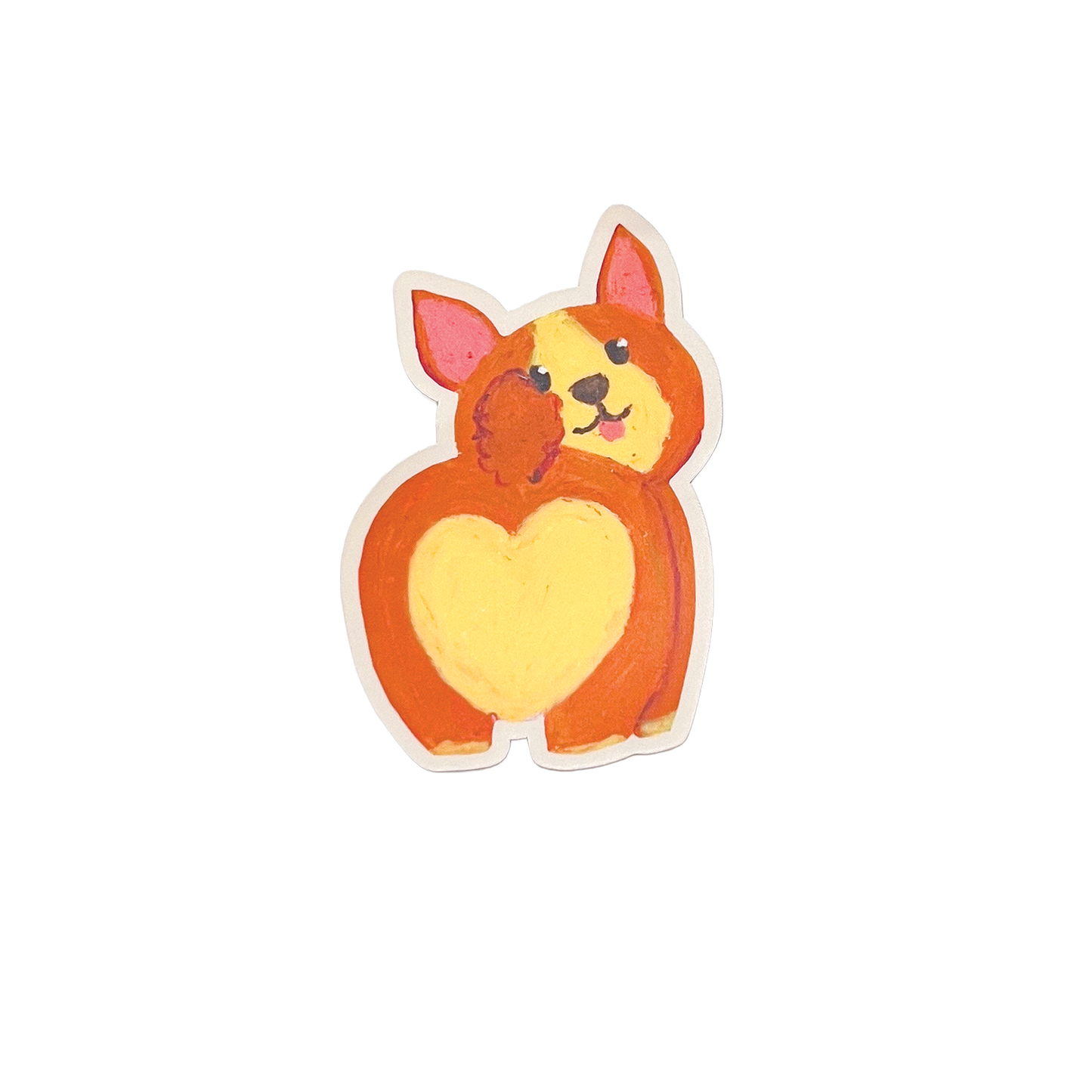 Cartoon dog with a heart-shaped body on a white background