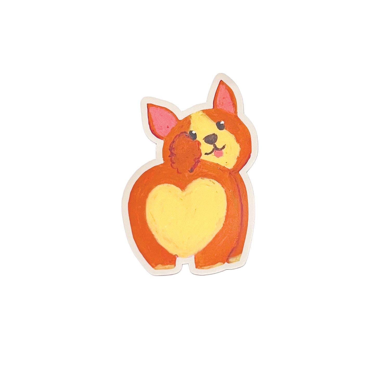 Cartoon dog with a heart-shaped body on a white background