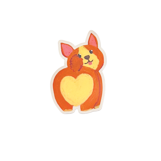 Cartoon dog with a heart-shaped body on a white background