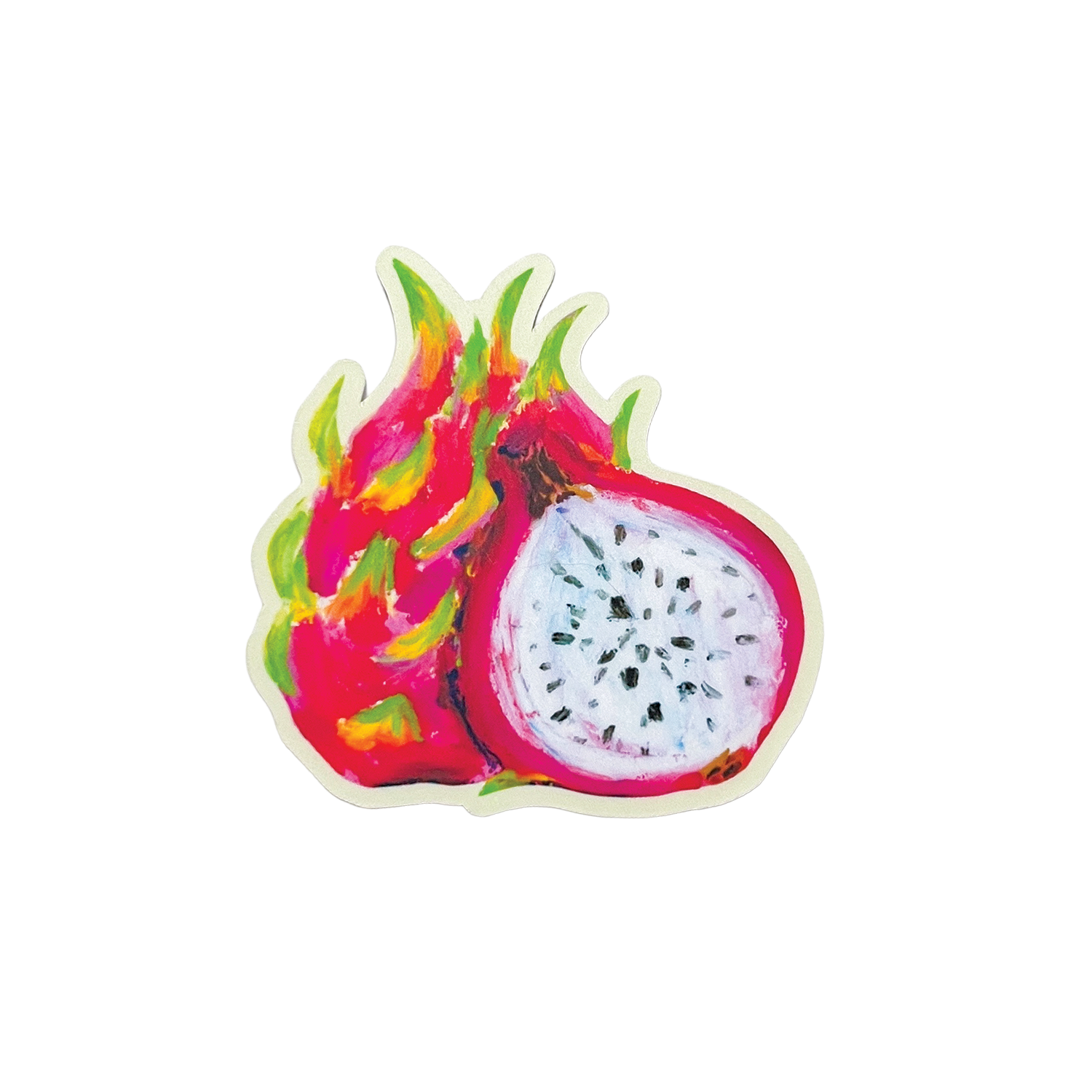 Colorful dragon fruit illustration on a white background