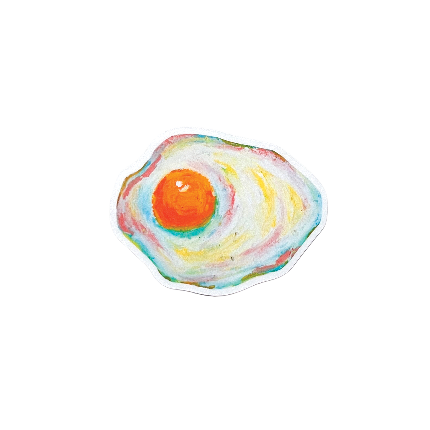 fried egg sticker on white background