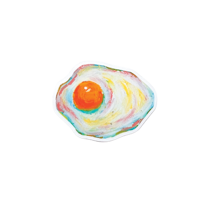 fried egg sticker on white background