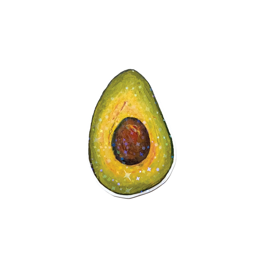 Avocado sticker with holographic top on a white background