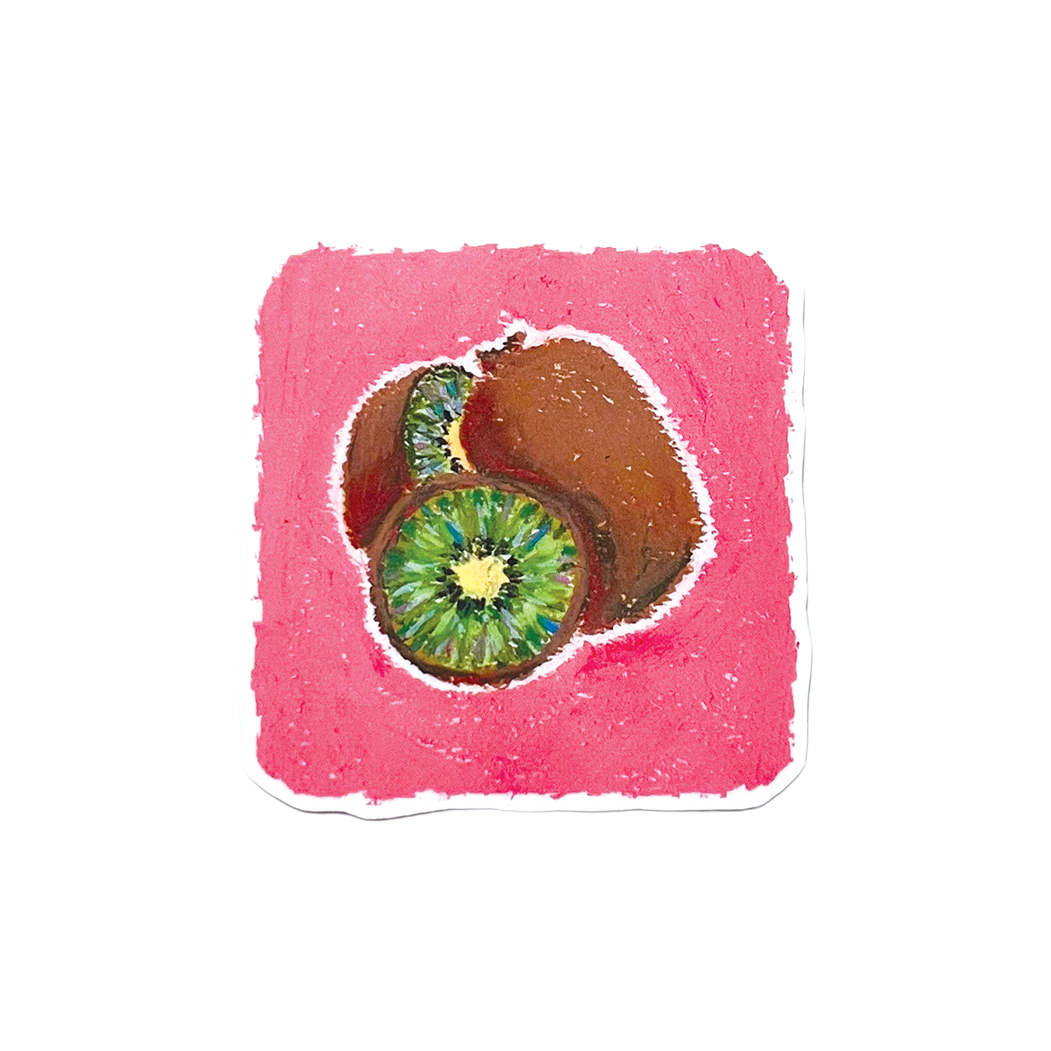 Sliced kiwi fruit on a pink background