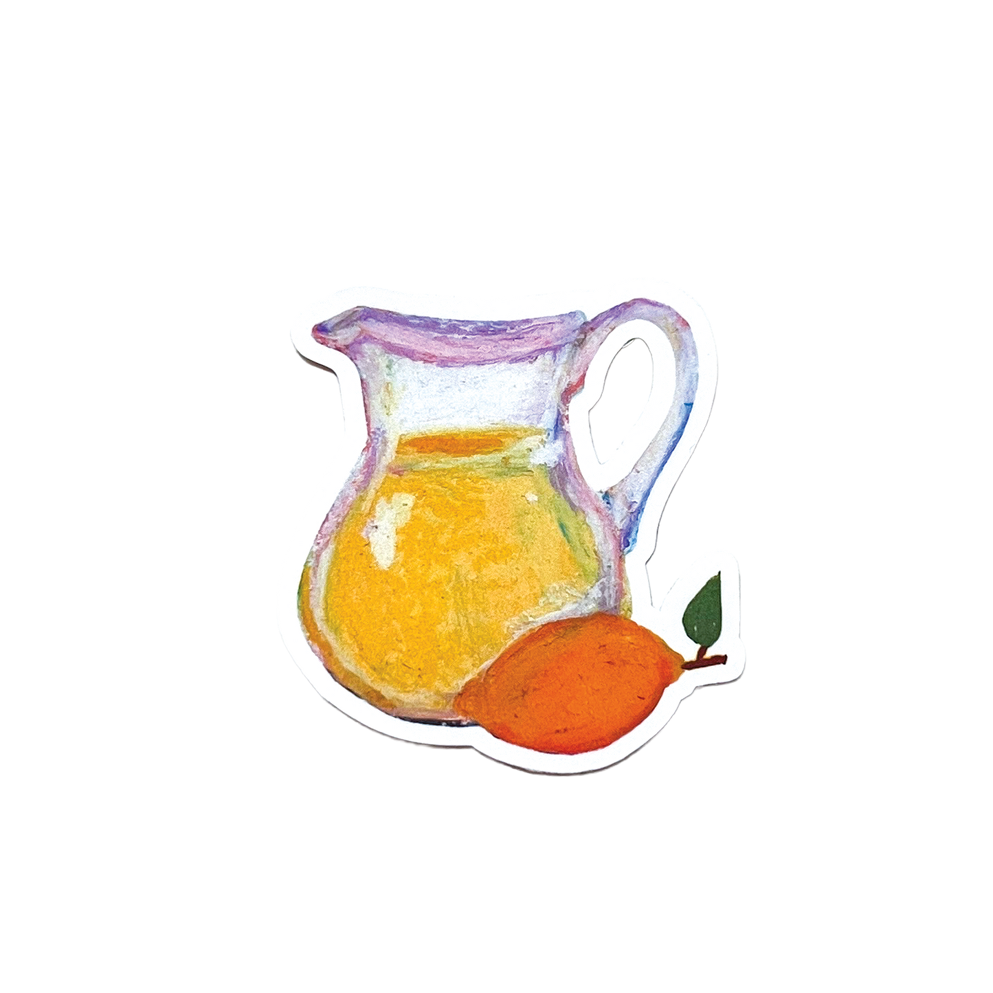 Illustration of a pitcher with lemonade and a lemon on a white background