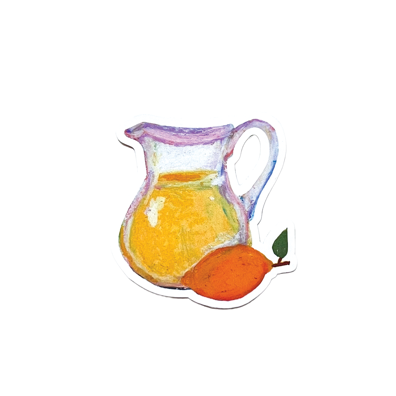 Illustration of a pitcher with lemonade and a lemon on a white background