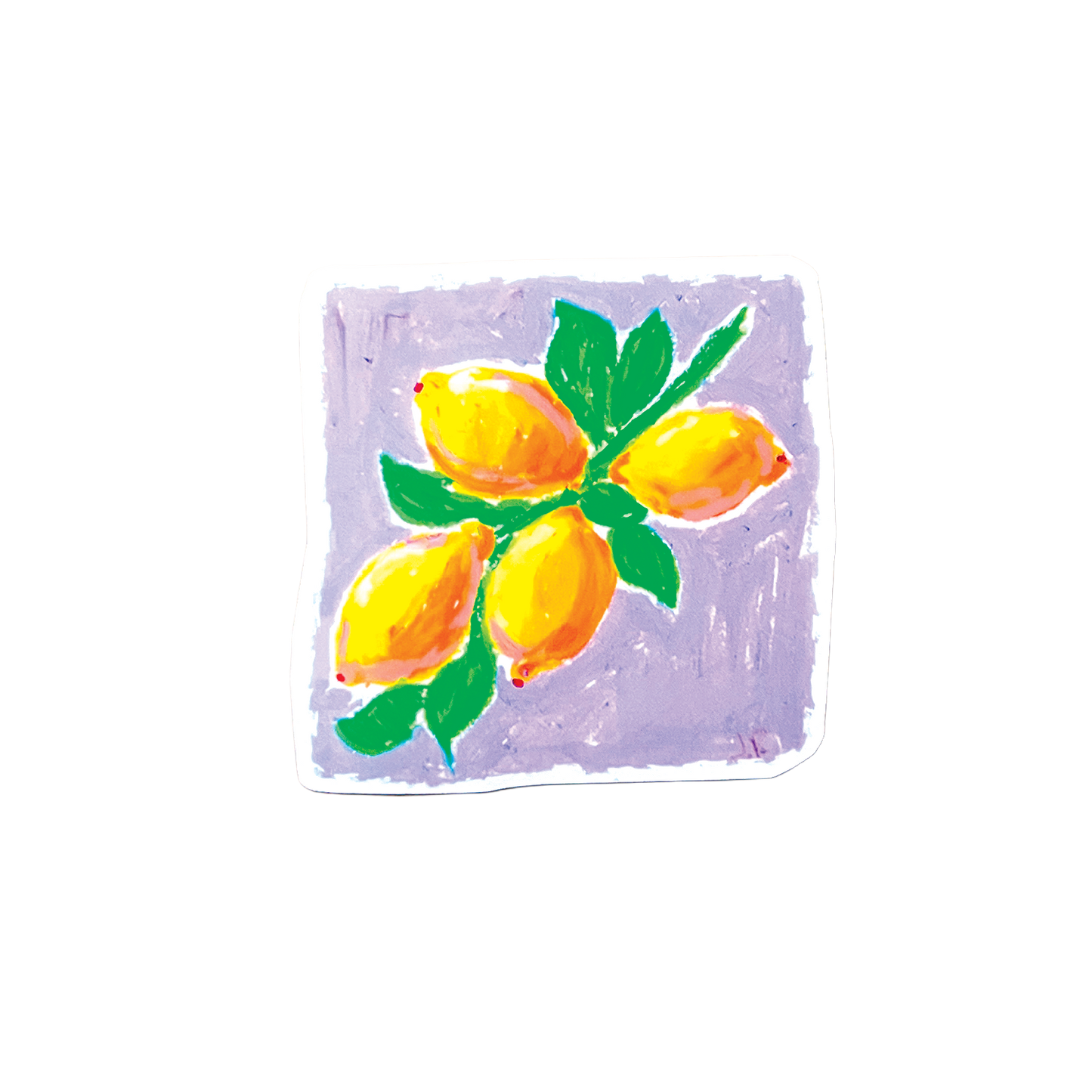 Illustration of lemons on a purple square background