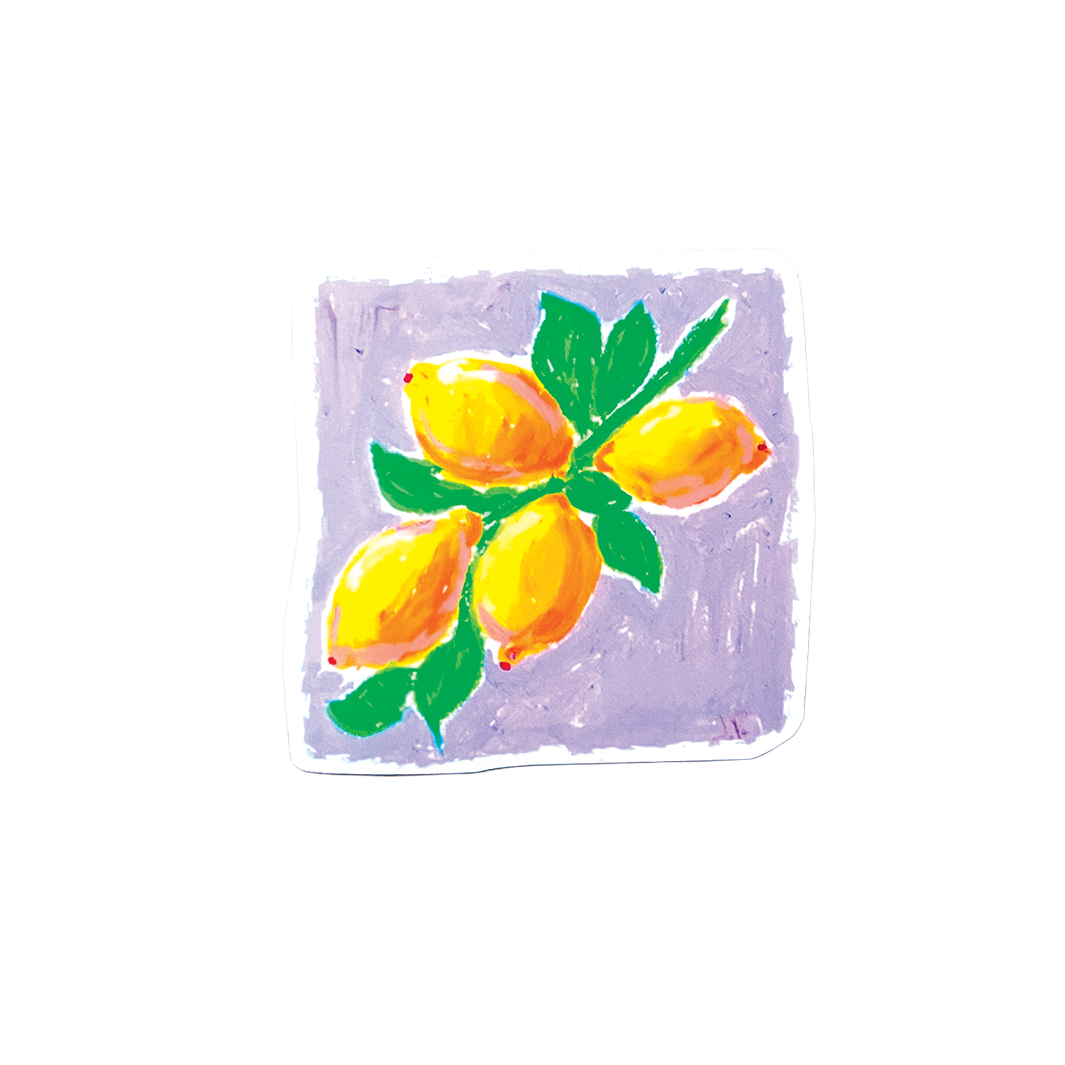 Illustration of lemons on a purple square background