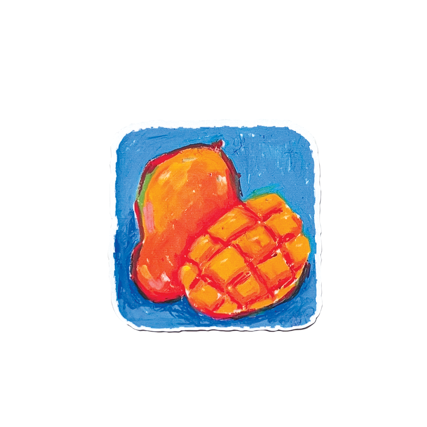 Illustration of a mango on a blue background