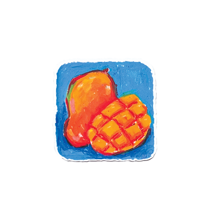 Illustration of a mango on a blue background