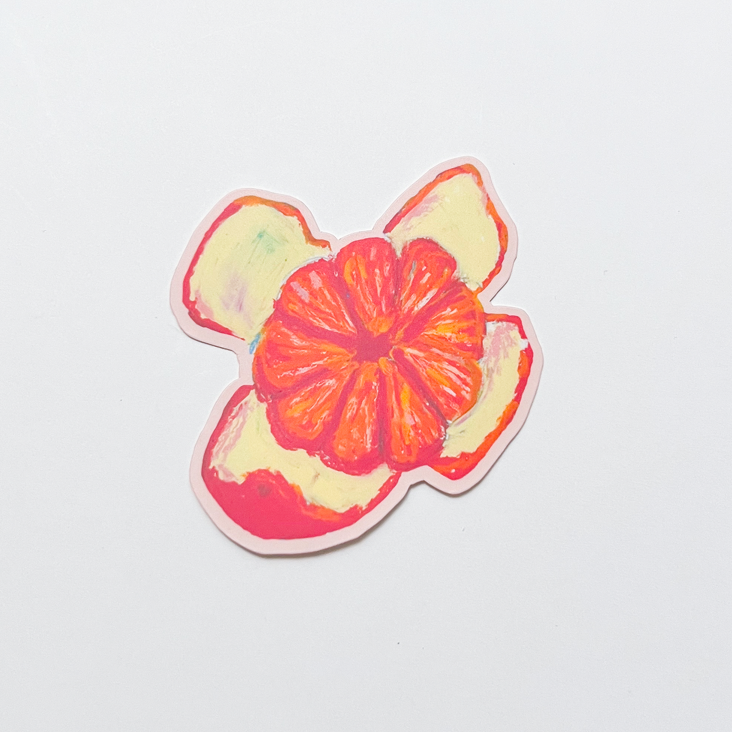 Colorful orange sticker on a white background
