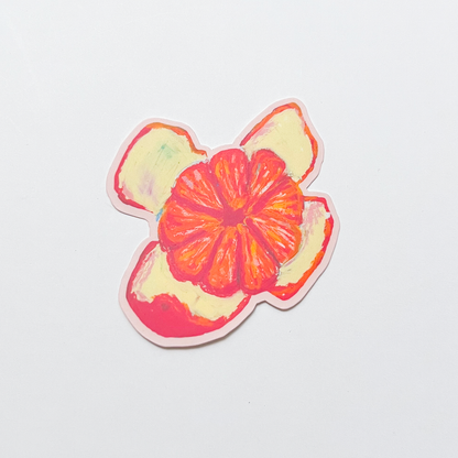Colorful orange sticker on a white background