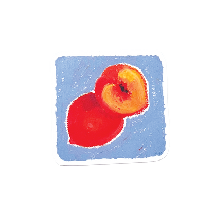 Two red fruits on a blue square background