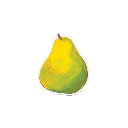 Illustration of a green pear on a white background