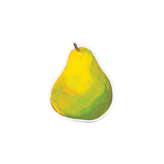 Illustration of a green pear on a white background