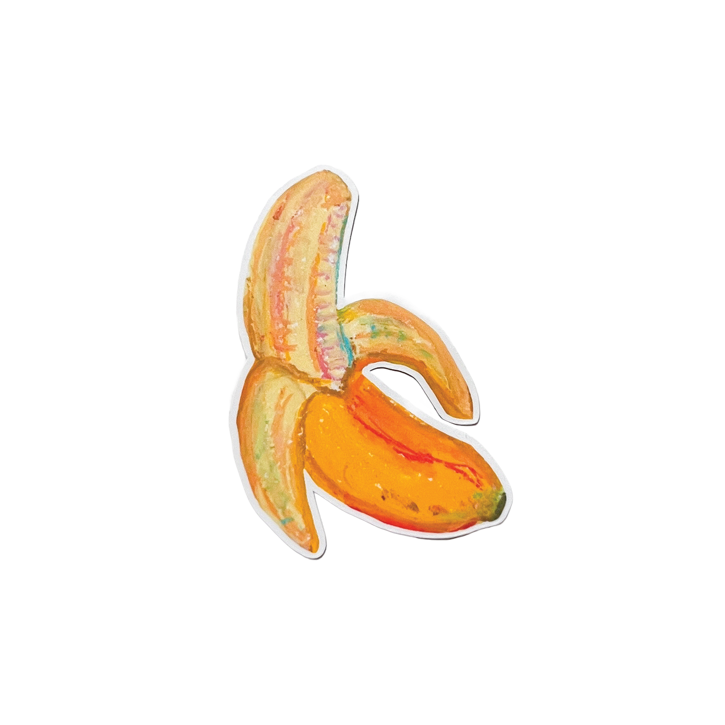 Colorful banana sticker on a white background