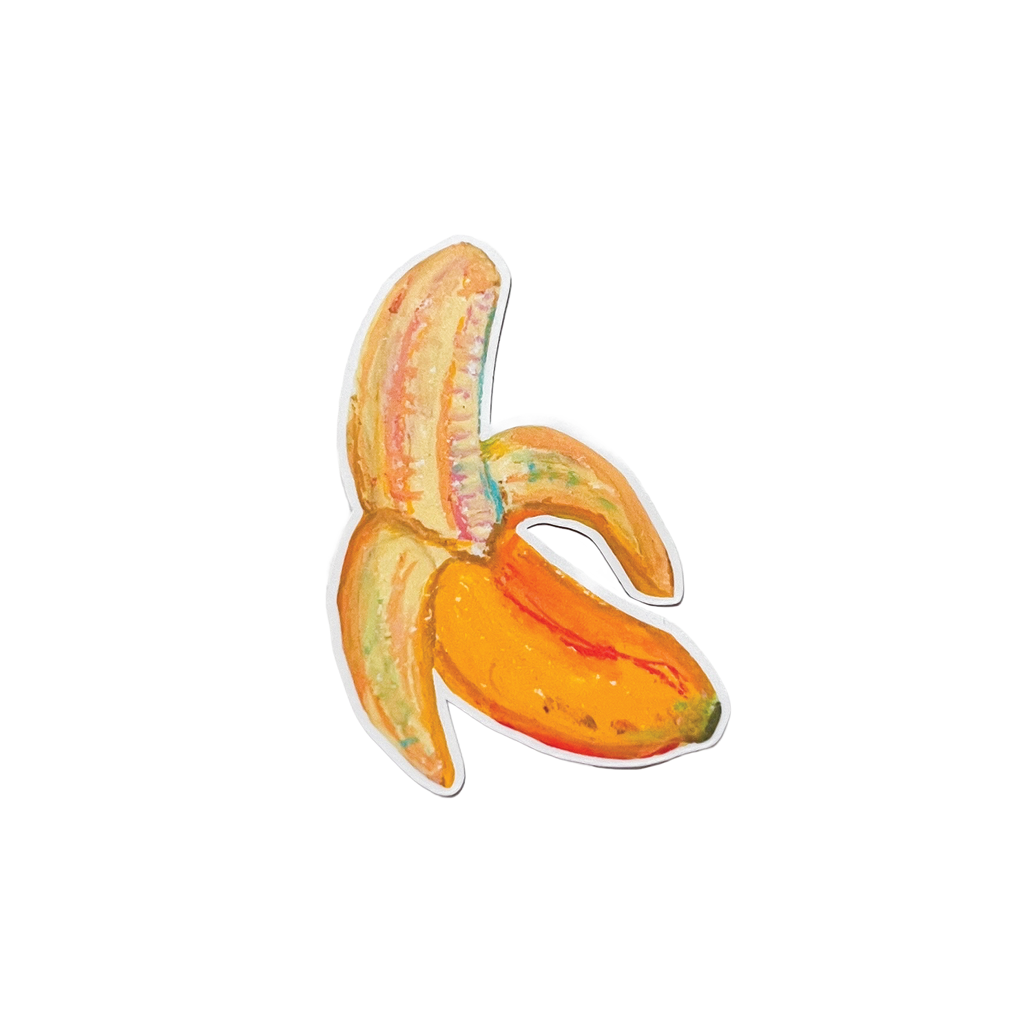 Colorful banana sticker on a white background