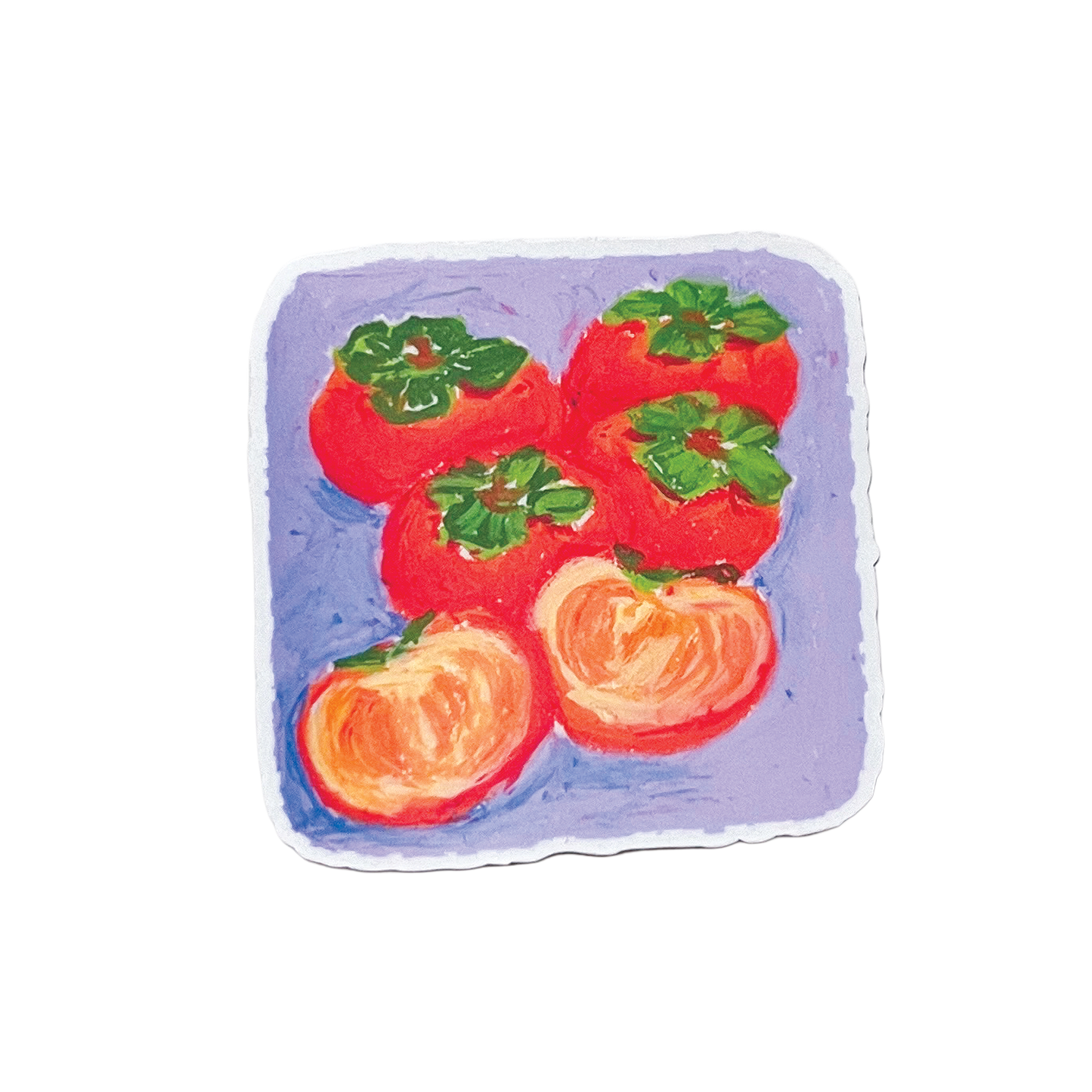 Illustration of persimmons on a purple background