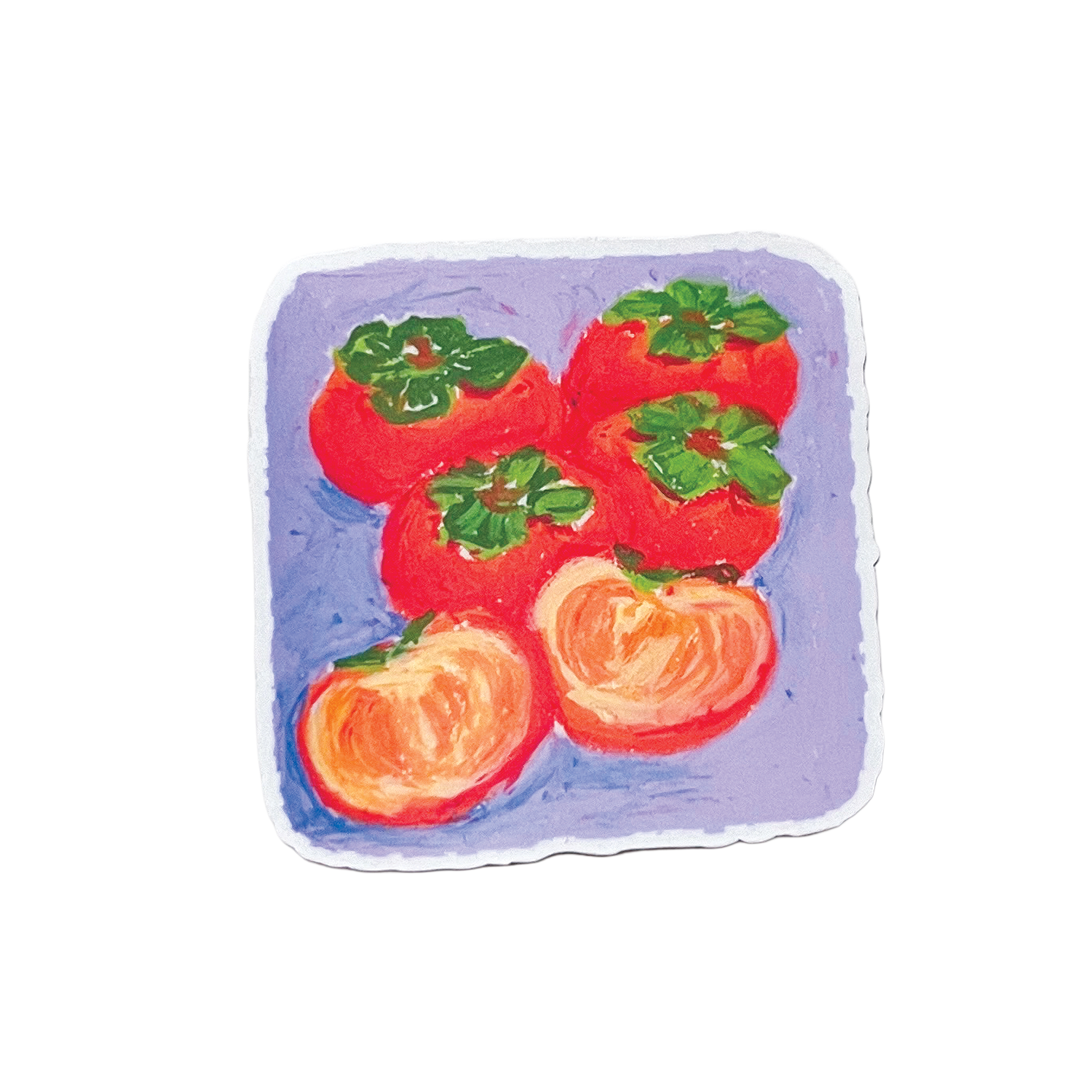 Illustration of persimmons on a purple background