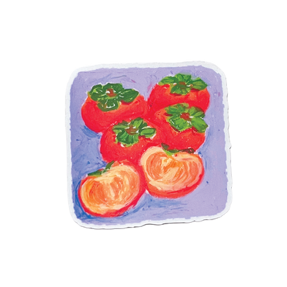 Illustration of persimmons on a purple background