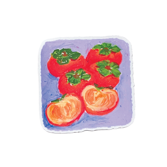Illustration of persimmons on a purple background