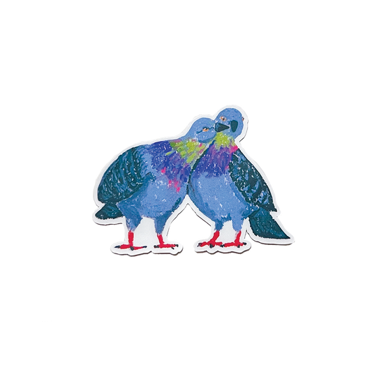 Colorful illustration of two birds on a white background