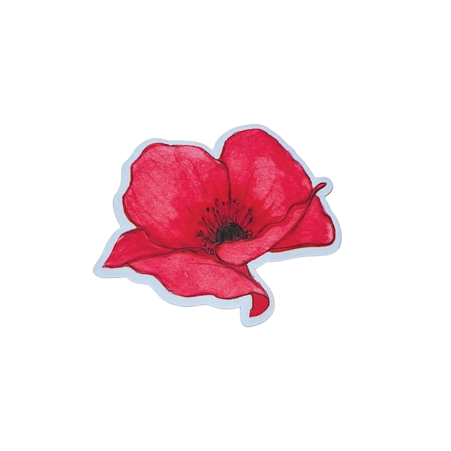 Red flower sticker on a white background