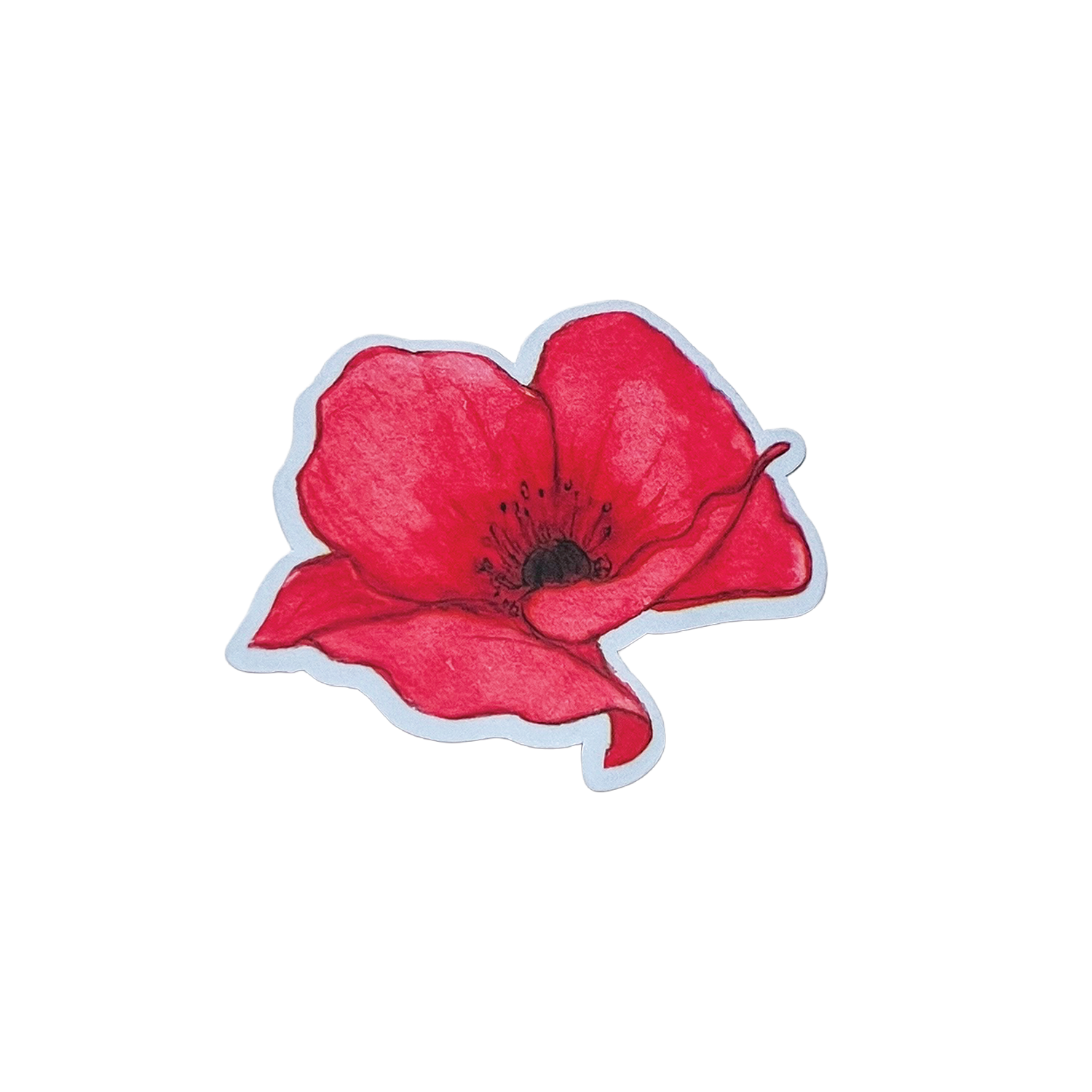 Red flower sticker on a white background