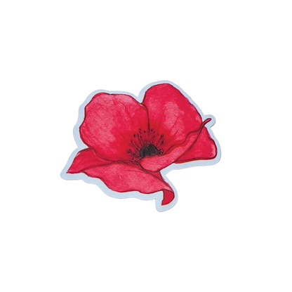 Red flower sticker on a white background