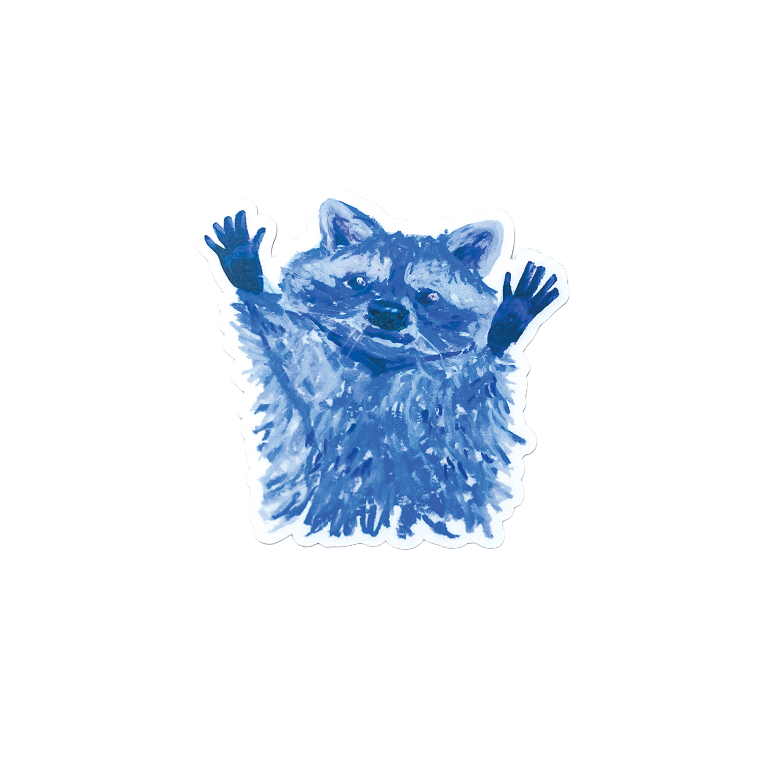 Blue raccoon illustration on a white background