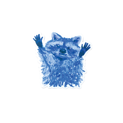 Blue raccoon illustration on a white background