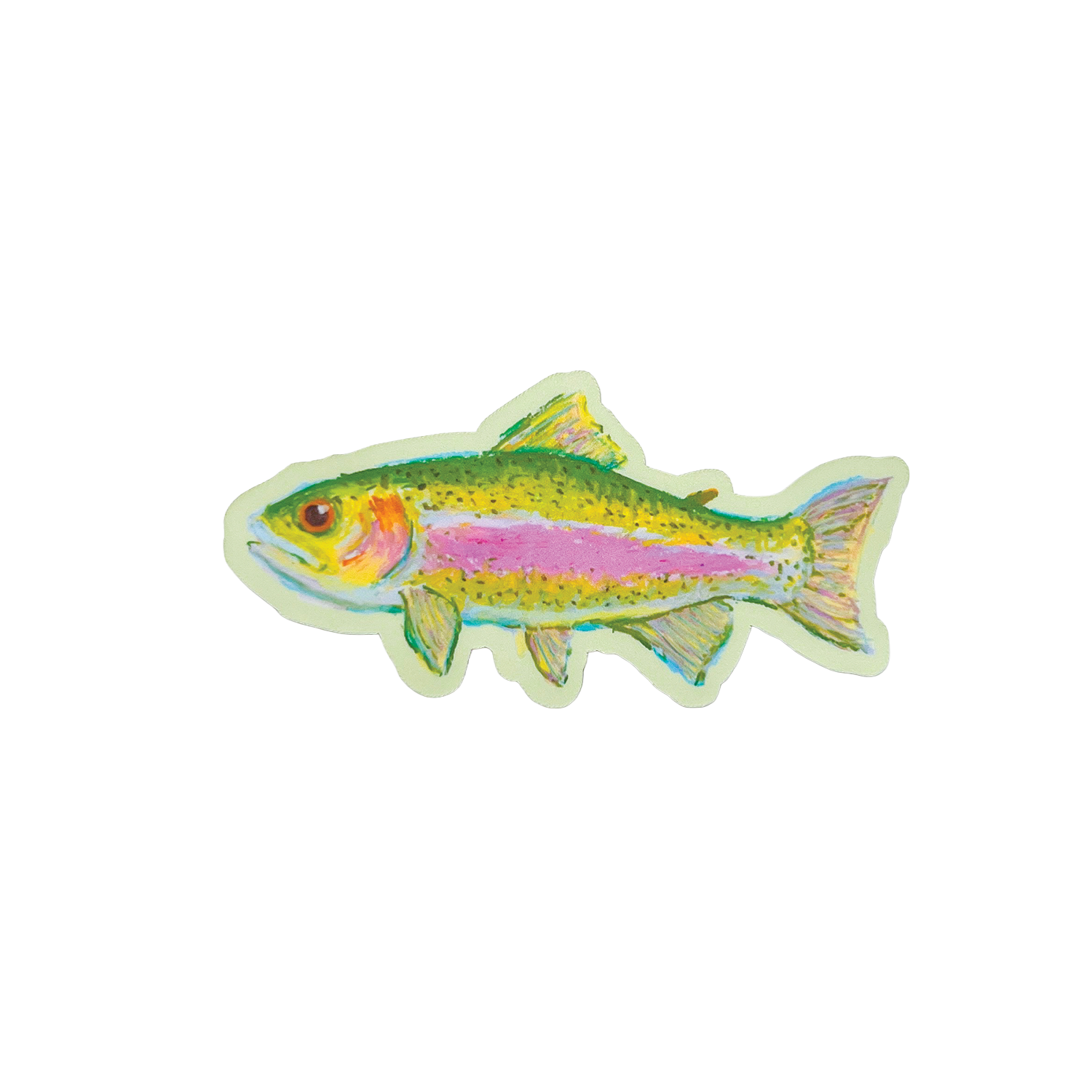 Colourful fish sticker on a white background
