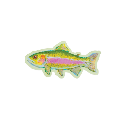 Colourful fish sticker on a white background